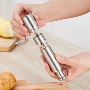 Portable Stainless Steel Manual Pepper & Salt Mills Novel Thumb Push Design for Kitchen & Barbecue Use - Product Image 3