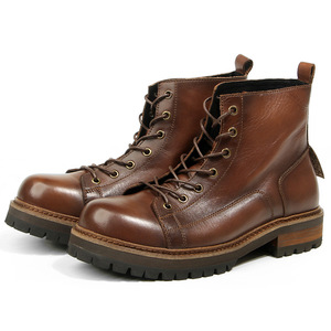 Men's Ankle <b>Work</b> <b>Boots</b> Brown Leather Anti-slip Thick Sole Retro Style Moto <b>Boots</b> G16-13 - Product Image 5