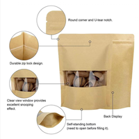 Resealable Plain Brown Zip Lock Heat Seal Kraft Paper Bag Doypack Packaging Pouches With Clear Window for Food Packaging