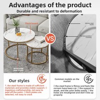 Mesa de Centro Redonda Dorada de Estilo Moderno y Minimalista para Salas de Estar Pequeñas; Diseño de Lujo Ligero y Moderno, Tamaño Compacto