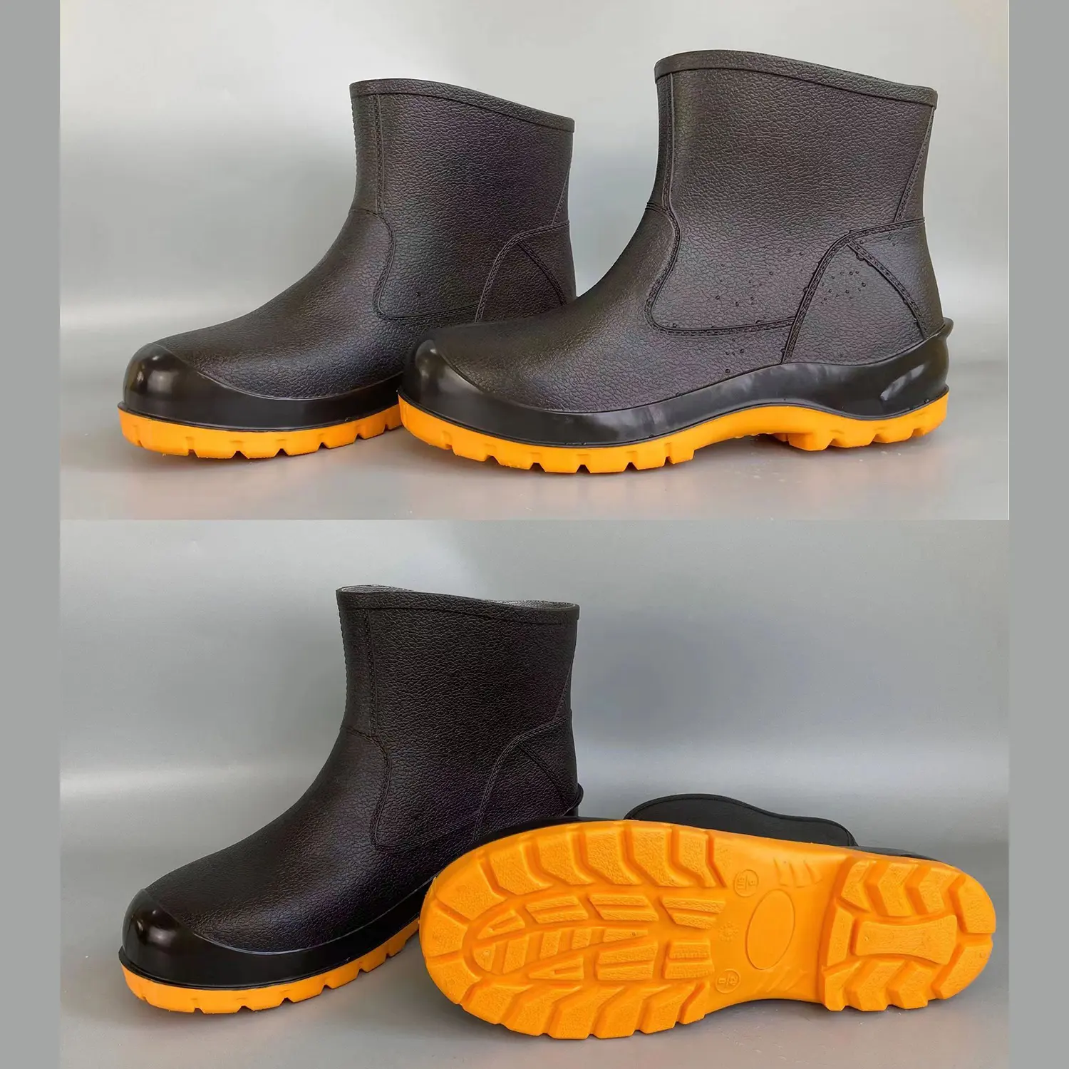 Bottes de pluie Wellington en caoutchouc Chaussures de pluie noires en PVC de sécurité à bout en acier avec certificat CE