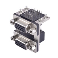 Conector VGA de Doble Capa CHUANGQIN CQ-D-SUBSC1515, D-SUB de 15 Pines 5.08 Hembra-Hembra con Tornillo, Conector de Video para Placa Base