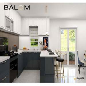 Meubles de cuisine en MDF mélaminé en forme de U, unités de cuisine en kit, finition acrylique - Product Image 5