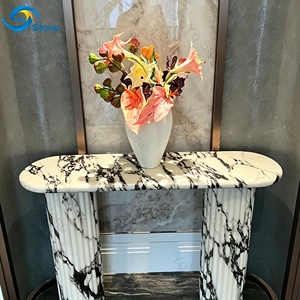 Table console en marbre Calacatta Viola, table console moderne pour <span class=keywords><strong>entrée</strong></span>, table console de luxe avec plateau en marbre Arabescato, piliers cannelés - Product Image 5