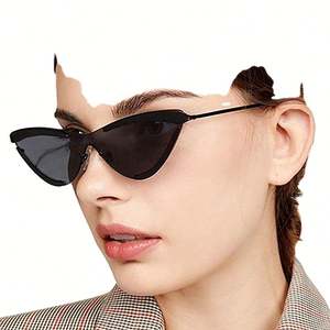 Gafas de Sol de Moda 2021, Montura Metálica de Lujo, Protección UV400, Estilo Ojo de Gato, Media Montura - Product Image 3