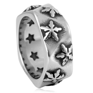 yunnique <b>Titanium</b> Steel Polygonal Star <b>Ring</b> Silver Men's Fashion Jewelry Gift Occasion Geometric Design - Product Image 3