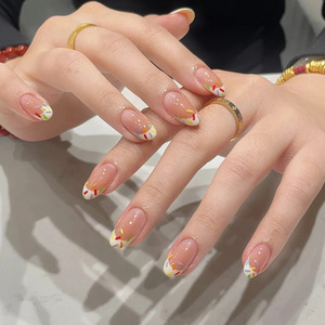 Venta directa de fábrica, 24 Uds., prensa pura francesa de almendras en las uñas, diseño de uñas Aritical, Uñas postizas - Product Image 4