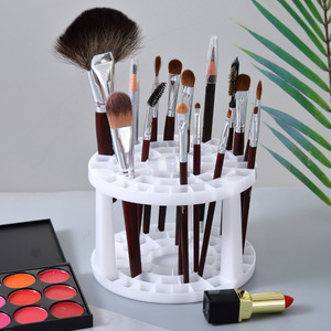 Plastic Desktop Cosmetic Shelf Tool Pen Pencil Holder Hole Round Makeup Brush Holder Drying Rack Organizer