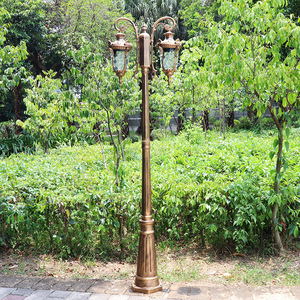 Outdoor Iron Garden <b>Light</b> <b>Post</b> Glass Shades 2700K Warm White A19 Bulb IP54 Non-Detachable AC 220V <b>Solar</b> Powered Motion Sensor - Product Image 6
