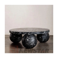 Newstar Vente Chaude Marbre Salon Centre Table Ronde Sphère Boule Base Marbre Table Basse Avec 3 Boules Pieds
