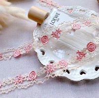 Bricolage vêtements accessoires de couture rose Beige garniture en dentelle de haute qualité fleur dentelle tissu broderie à la main ruban de Patchwork