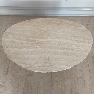 Mesas de Travertino con Bordes Naturales, Mesas de Centro Modernas Ovaladas y Redondas de Mármol para Sala de Estar - Product Image 6