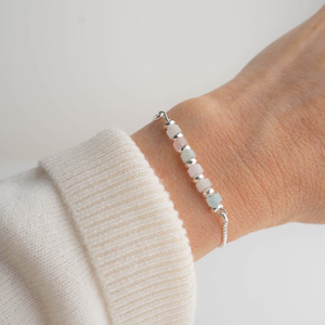 Pulsera <span class=keywords><strong>de</strong></span> <span class=keywords><strong>fertilidad</strong></span> Regalo para mamá <span class=keywords><strong>piedra</strong></span> lunar cuarzo rosa aguamarina cuentas pulsera embarazo ajustable - Product Image 3