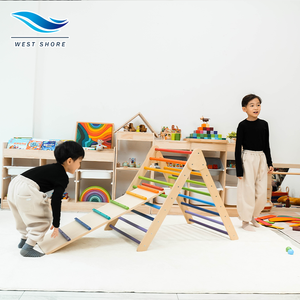 Juego de gimnasio para interiores, gran oferta, marcos de escalada plegables de madera para interiores para bebés 3 en 1 Montessori, juguetes de gimnasio para escalada, triángulo de Piklers - Product Image 1