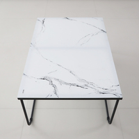 Ensemble de canapés de patio robustes 3 pièces, mobilier de salon d'extérieur, coussins en tissu blanc, structure en acier noir thermolaqué, table avec plateau en marbre