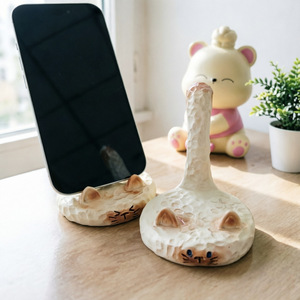 Soporte creativo para teléfono con diseño de gato siamés, base giratoria, soporte de escritorio para Apple iPhone, soporte decorativo - Product Image 1