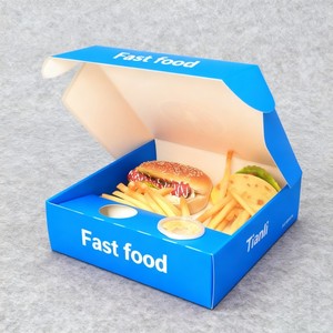 Boîte d'emballage alimentaire jetable de luxe noire personnalisée, boîte en papier pour fast-food, poulet frit, hamburgers, frites, boîte à sauce - Product Image 2
