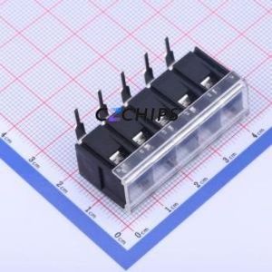 KF28R-7.62-5P Barrier Terminal Block Bent Lead Through Hole,P=7.62mm Connector With Cover Plate 7.62mm 1x5P Right Angle Pin - Product Image 1