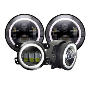 Jeep 7-Inch Round Led Headlights With Halo Ring Off-Road Lighting Kit 4-Inch Fog Lights Set - Product Image 5
