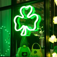Luces de neón para decoración del Día de San Patricio, luces LED de trébol verde para ventana, USB, irlandés, tubo de trébol, letreros para ventana