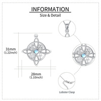 YFN Jewelry Collier pendentif pierre de lune noeud de sorcière plaqué argent sterling 925