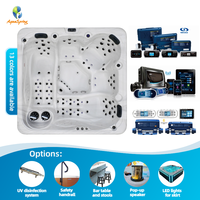 Jacuzzi extérieur sur mesure pour 5 personnes, avec système de contrôle Balboa USA, acrylique Aristech, 102 jets de massage et 25 lumières LED