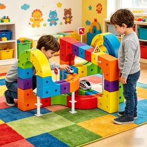 Giocattolo Trasformabile con Pista per Tram, 95 Pezzi, Sviluppa la Coordinazione Occhio-Mano, Pista Autoassemblante per Bambini - Product Image 1