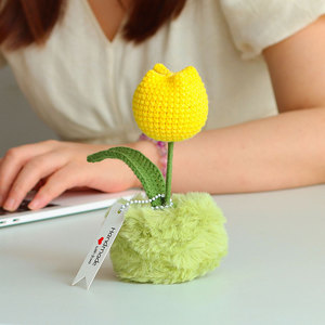 Handmade Orange Tree Crochet Tulip peashooter hoa bán buôn hoa nhân tạo planter cho trang trí nội thất giáng sinh Easter Bouquet - Product Image 4