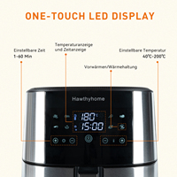 Friteuse à air numérique carrée en acier inoxydable 8L 1800W avec écran LED à commande tactile, 7 programmes de cuisson, circulation à 360°, pour la maison, le camping-car et l'extérieur