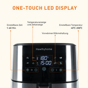 Freidora de Aire Digital de 8L, 1800W, Pantalla LED Táctil, 7 Programas Preestablecidos, Circulación 360°, Cesta Apta para Lavavajillas, Lista para RV, Saludable - Product Image 2