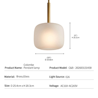 Lampe suspendue Colombe de style moderne du milieu du siècle, en verre givré et laiton, style nordique, luxe discret, LED E26, pour îlot de cuisine
