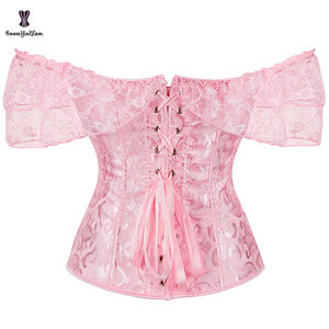 Corsé con Cordones y Varillas, Lencería Victoriana de Talla Grande, Cierre Frontal con Broches, Corsé Rosa para Mujeres con Busto Grande - Product Image 2