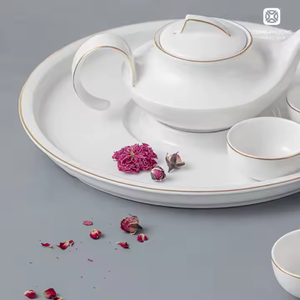 Juego de té de porcelana con adornos dorados de lujo-Tetera de cerámica elegante de 1000ml con tazas a juego para un hogar sofisticado - Product Image 3