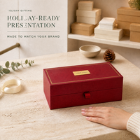 Boîte cadeau de Noël rigide bordeaux personnalisée avec logo, dorure à chaud et fermeture magnétique pour emballage de bijoux, vente en gros OEM
