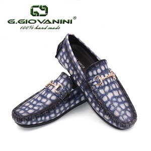 Mocassins en cuir véritable pour hommes à motif croco, semelle en caoutchouc, boucle métallique, chaussures de conduite à enfiler OEM pour affaires et usage quotidien - Product Image 4