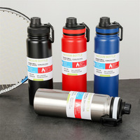 Termo aislado deportivo de viaje de acero inoxidable de 800ml de alta calidad, botella de agua de frasco de vacío de gran capacidad con asa