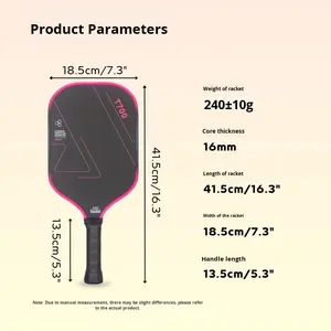 مضرب بيكلبول احترافي خفيف الوزن معتمد من USAPA، عالي الجودة، مصنوع من ألياف الكيفلار T700 المشكلة حرارياً، مع قلب من ألياف الكربون على شكل خلية نحل بسمك 16 مم - Product Image 3