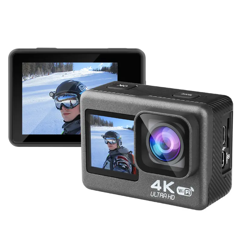 Go Pro กล้องแอ็กชันหน้าจอสัมผัส,กล้อง4K 3840*2160ขนาด60FPS พร้อม WiFi EIS กันน้ำได้100ft และชุดอุปกรณ์เสริมหมวกกันน็อก