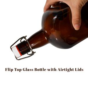 批发空700毫升啤酒瓶，用于家庭酿造和葡萄酒琥珀色玻璃啤酒瓶，带摇摆顶盖 - Product Image 2