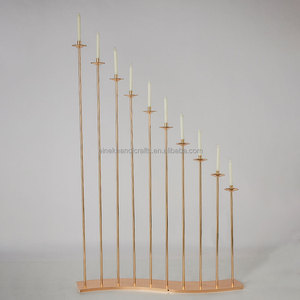 Elegante candelabro de rama dorada <span class=keywords><strong>con</strong></span> pantalla acrílica para Decoración de mesa de boda y centro de mesa de sala de estar - Product Image 1