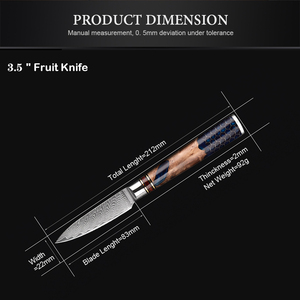 Couteaux à éplucher de cuisine en acier inoxydable, ustensile à fruits de 3.5 ", Damascus utilitaire de cuisine en acier inoxydable, couteaux de <span class=keywords><strong>Chef</strong></span> à éplucher avec manche en résine bleue confortable en nid d'abeille - Product Image 2