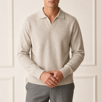 Pull en tricot pour homme personnalisé, col à revers, en pure laine, coupe ample, jersey simple, côtelé épais, OEM ODM, usine source, marque privée