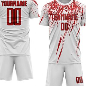 <b>Paint</b> Slash Soccer Football Jersey <b>Set</b> Sleeve Breathable Quick Dry Match Training Uniform Shirt and Short for Men - Product Image 4