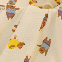HAPPEAK Offres Spéciales Mousseline Tissus Ours Impression Coton Léger Double Gaze Tissu Matériel pour Vêtement
