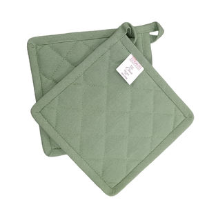 CHOU LINE - PAR DE PORTAPOTOS AQUILADOS DE ALGODÓN 18X18 CM VERDE - Product Image 1