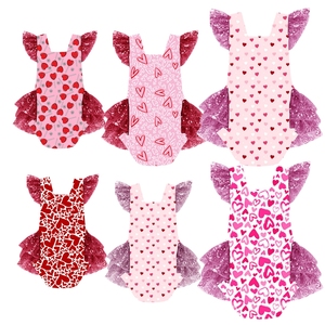 <strong>Baby</strong> Valentine Clothing 1st Valentine Romper Newborn Girl Flutter Sleeve Romper Tutu Skirt Princess Dress <strong>Clothes</strong> Sets - Product Image 1
