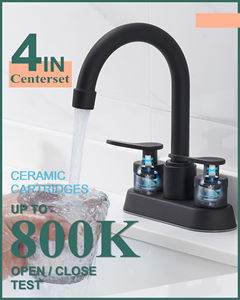 Sàn gắn màu đen 4 inch 3 lỗ lưu vực vòi nước nóng và lạnh trộn nước phòng tắm lưu vực vòi nước - Product Image 2