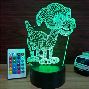 Lampe à illusion 3D fantaisie en forme d'animal, lumière LED de nuit de Noël, adorable chien, lampe de bureau tactile, changement de couleur avec câble USB, cadeau pour enfants - Product Image 4