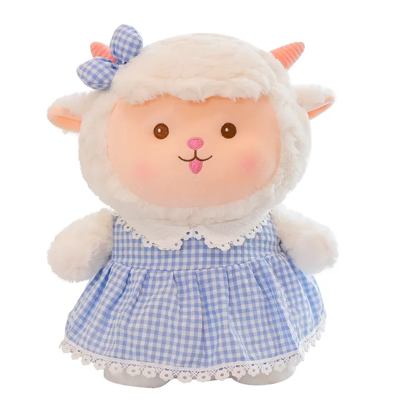 Adorabile cartone animato piccolo bellissimo agnello In un bel vestito peluche bambola di pezza creativo nuovo giocattolo animale di pecora per bambini regalo a sorpresa