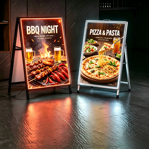 Boîte lumineuse publicitaire LED double face sur pied, ultra-lumineuse, rétroéclairée, pour affiches, centres commerciaux et salles d'exposition - Product Image 1
